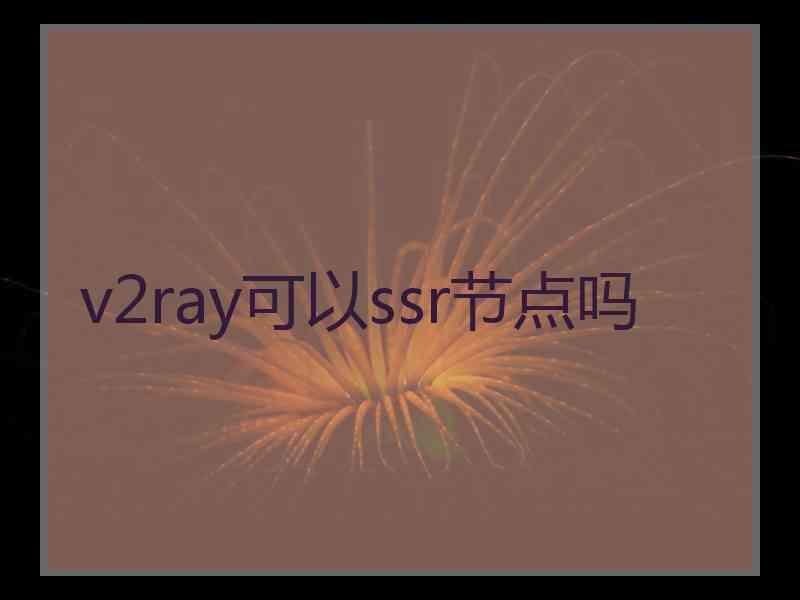 v2ray可以ssr节点吗
