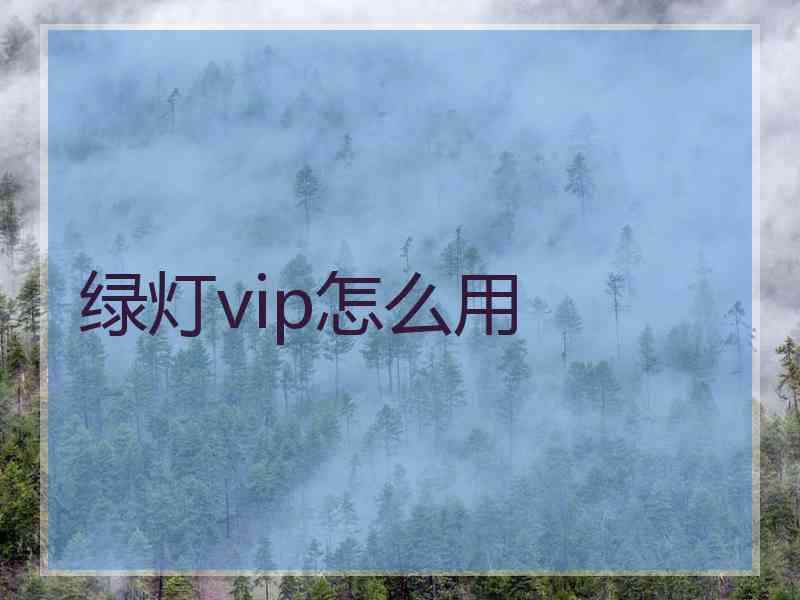 绿灯vip怎么用