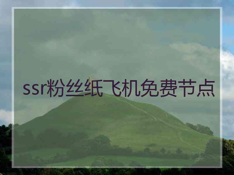 ssr粉丝纸飞机免费节点
