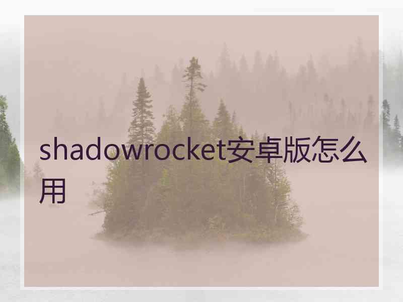 shadowrocket安卓版怎么用