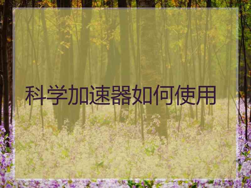 科学加速器如何使用