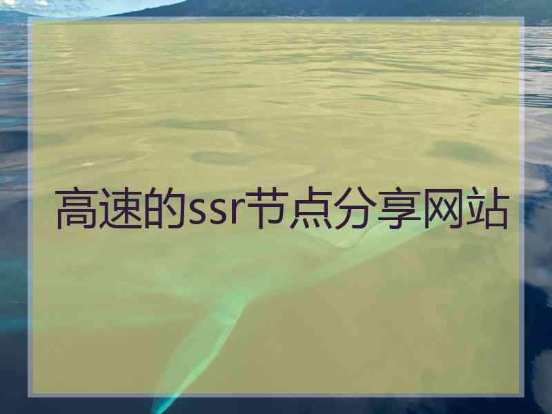 高速的ssr节点分享网站