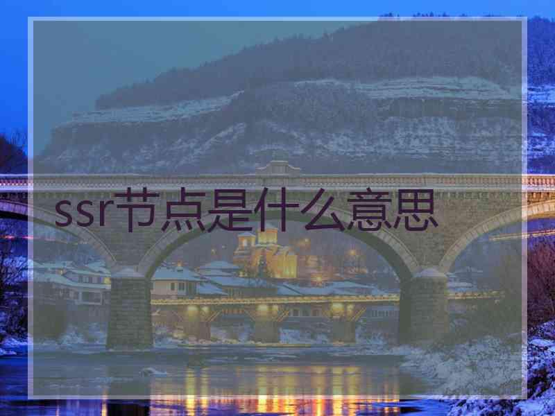 ssr节点是什么意思