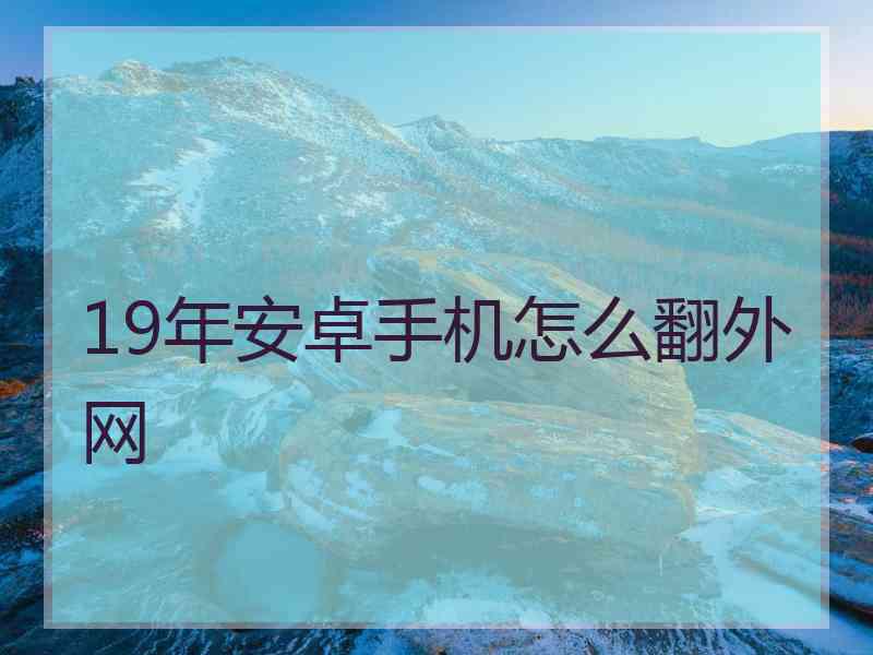 19年安卓手机怎么翻外网