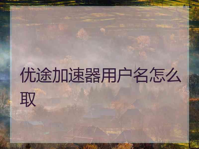 优途加速器用户名怎么取