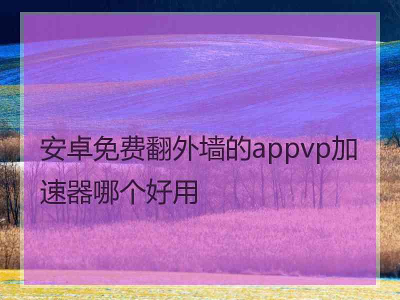 安卓免费翻外墙的appvp加速器哪个好用