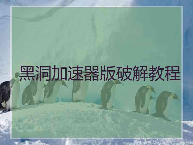 黑洞加速器版破解教程
