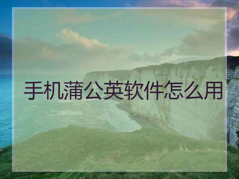 手机蒲公英软件怎么用