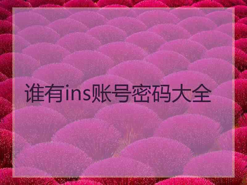 谁有ins账号密码大全