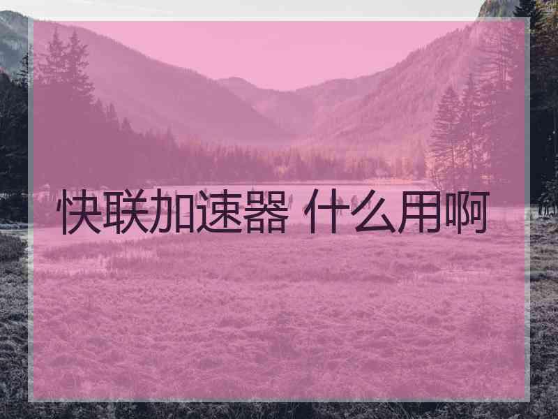 快联加速器 什么用啊