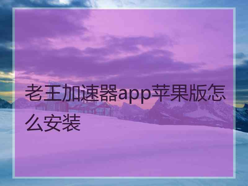 老王加速器app苹果版怎么安装