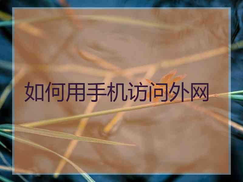 如何用手机访问外网