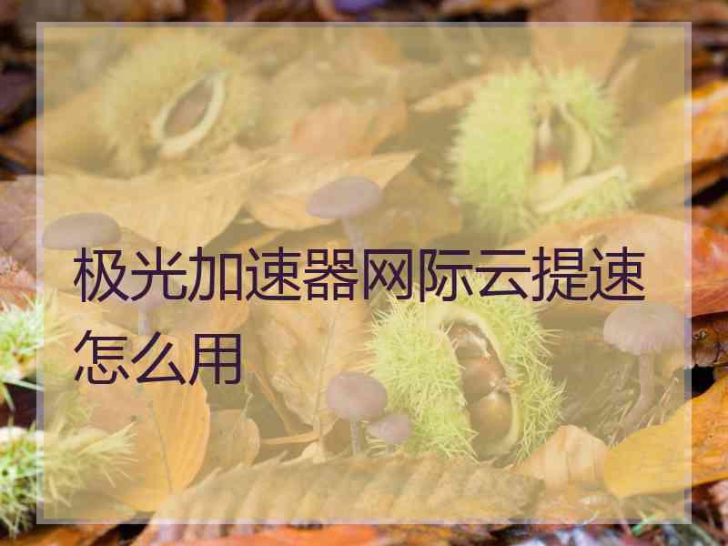 极光加速器网际云提速怎么用