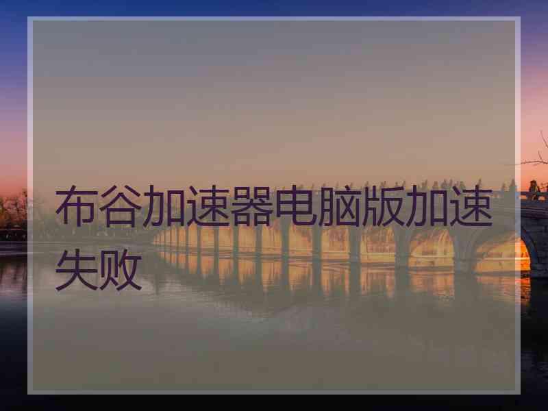 布谷加速器电脑版加速失败