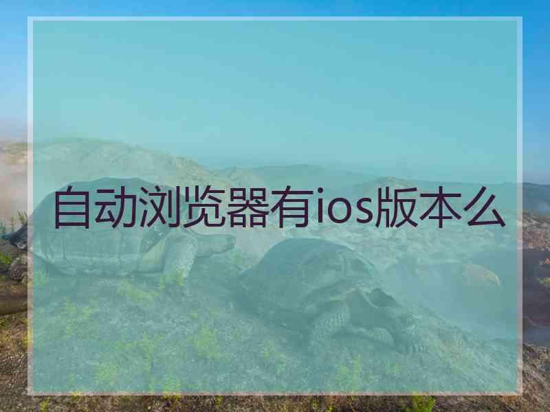 自动浏览器有ios版本么