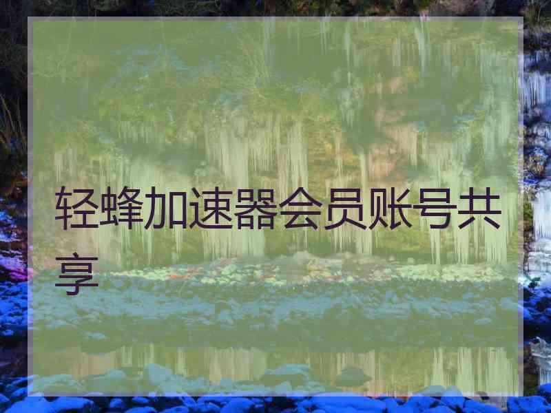 轻蜂加速器会员账号共享