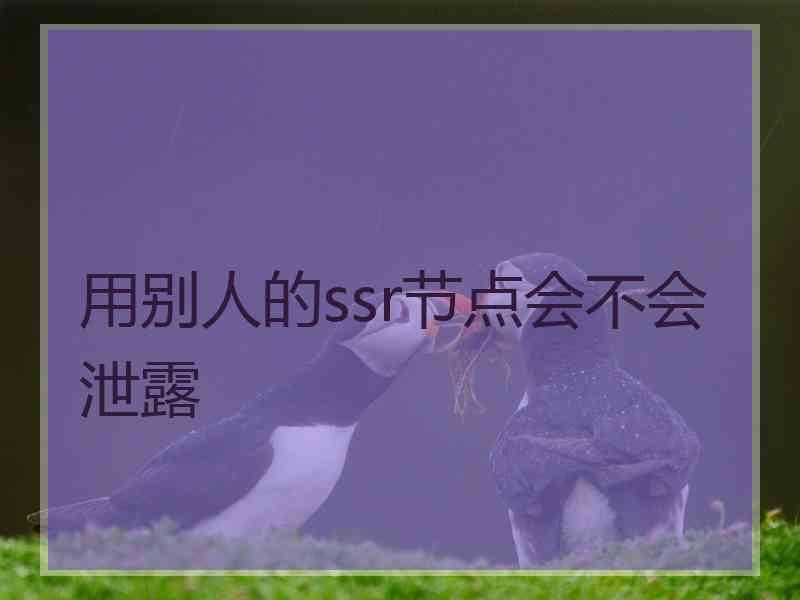 用别人的ssr节点会不会泄露